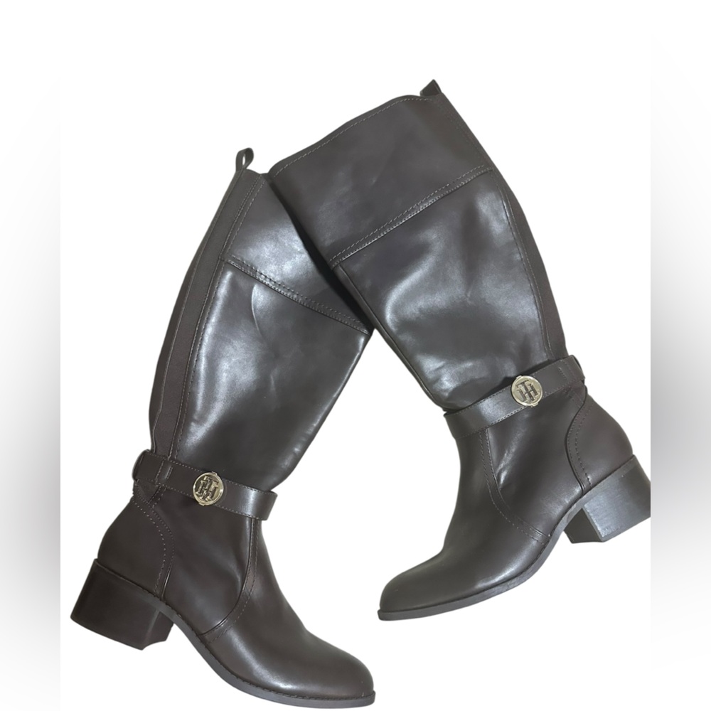 Tommy Hilfiger Brown Leather Riding Boots Women’s 10 - Picture 1 of 6